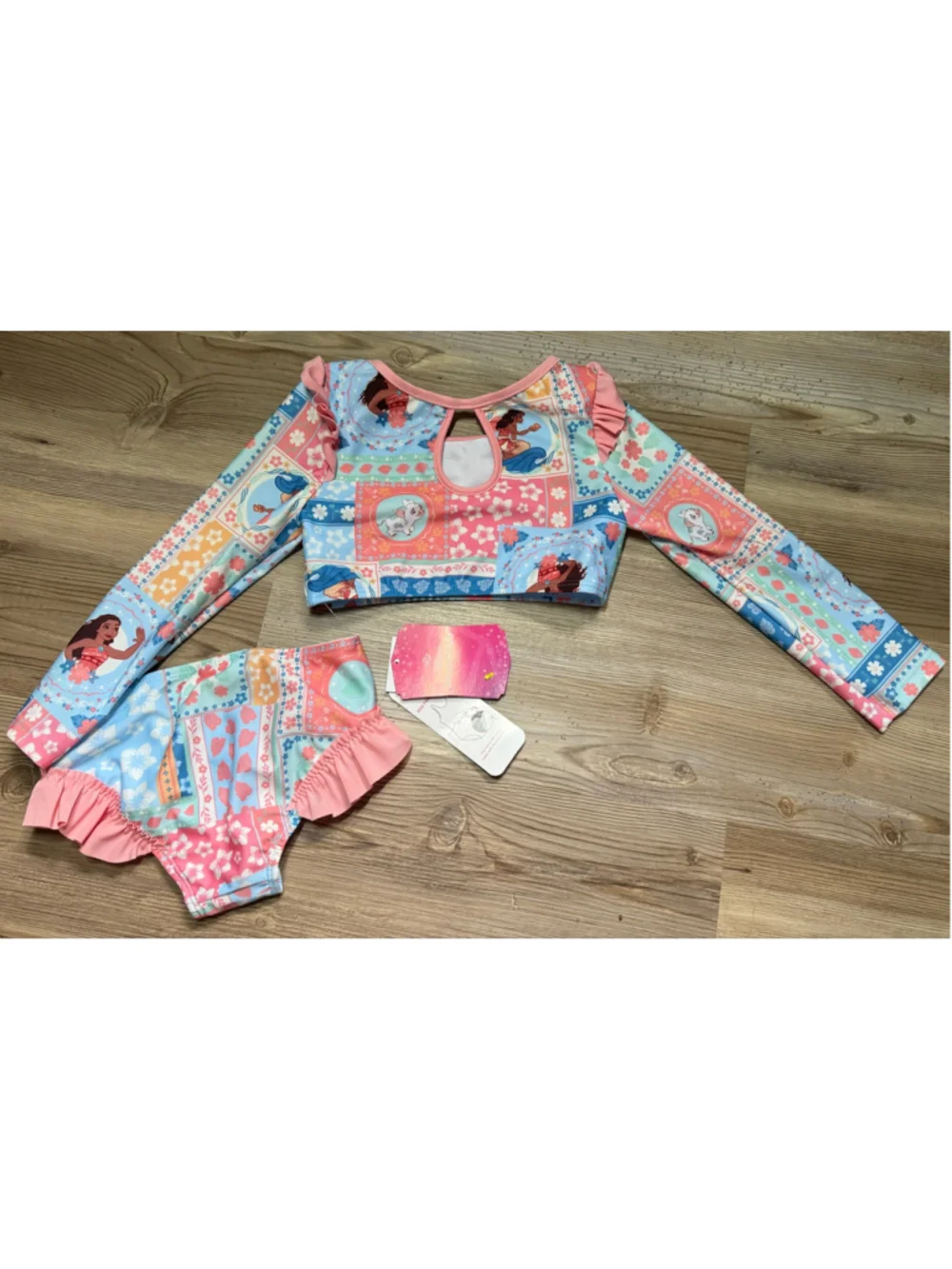 Girls Disney Moana 2-Piece Bikini Swimsuit, Size 3T, Blue and Pink